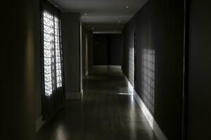 Interior of empty corridor in modern apartment photo