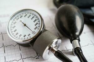 Blood pressure meter isolated on white background, medical equipment. photo