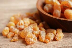 Frankincense or olibanum aromatic resin used in incense and perfumes. photo