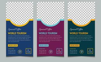 Elegant web colorful modern unique creative travel ads ad agency business promotion social media banner post template design. vector