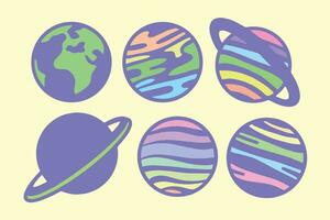 collection set illustration colorful planets vector