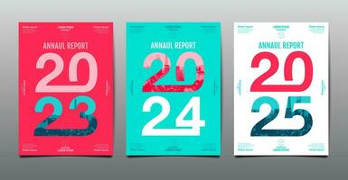 Annual Report, template layout design 2023, 2024, 2025, typography,  flat design vector