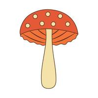 Hippie groovy mushroom. Retro psychedelic cartoon element. Vector illustration isolated on white background.