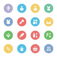 Cosmetics and Clothing Flat Round Icons vector