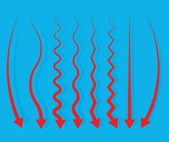 Different red colorful arrows set vector illustrations.