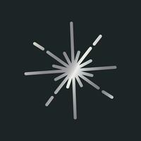 Silver gradient minimalistic element, metallic decor. A flash of sun, an explosion of fireworks. vector