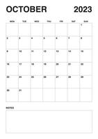 2023 calendar october calendar start on monday vector