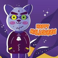 Cute Character on Halloween Vector Poster