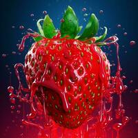 strawberry 3d illustration on background photo