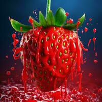 strawberry 3d illustration on background photo