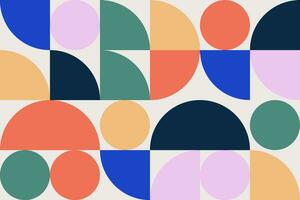 Abstract geometric artistic background. Trendy artwork poster with colorful simple shapes and figures. Minimalistic geometry flat style design. Bauhaus and avant-garde vector pattern