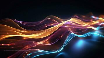 Neon Enchantment Abstract Waving Lights in Visual Harmony Generative AI photo