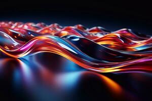 Dynamic Neon Pulse Abstract Background Alive with Dancing Waves Generative AI photo