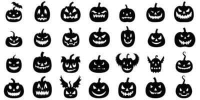 Halloween pumpkin silhouette collection, set of pumpkins, elements for Halloween decorations vector