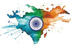 Indian flag painting in the style of intricately mapped worlds Indian map watercolor flag overlay vector