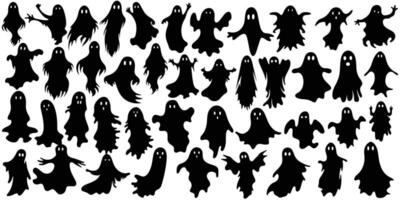 Silhouette of boo ghost collection, elements for Halloween decorations, set of boo vector