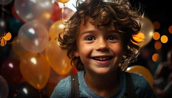 sonriente niño, felicidad, alegre, lindo, alegría, infancia, divertido, celebracion, Niños generado por ai foto