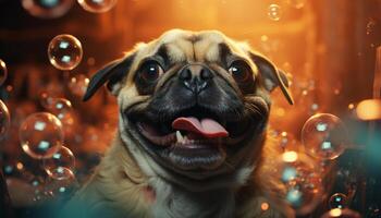 A cute small puppy, a playful celebration of friendship and nature generated by AI photo