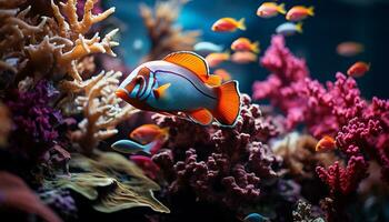 The vibrant colors of underwater nature showcase the beauty in sea life generated by AI photo