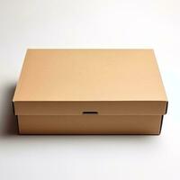 a photo of Brown cardboard box isolated on white background with clipping path. 3D illustration. Generative AI