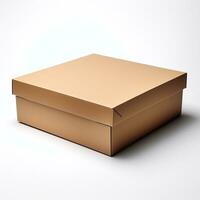 a image of Brown cardboard box isolated on white background with clipping path. 3D illustration. Generative AI photo