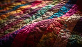 Vibrant colors woven in silk create elegant, decorative textile patterns generated by AI photo