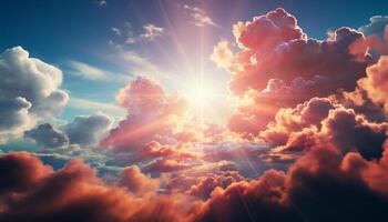 Clouds paint the sky with vibrant colors, a heavenly masterpiece generated by AI photo