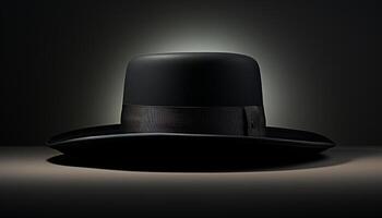 Fashionable men in dark clothing wear old fashioned fedoras and bowler hats generated by AI photo