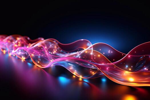 Mesmerizing Neon Glow Abstract Background with Dancing Waves Generative AI photo
