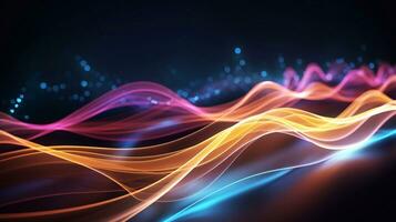 Luminous Choreography Abstract Neon Waves on Visual Canvas Generative AI photo