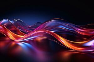 Luminous Elegance Abstract Neon Waves on Visual Canvas Generative AI photo