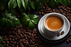 Infusion Coffee Cup with Leaf and Seed Accents Created by Generative AI photo
