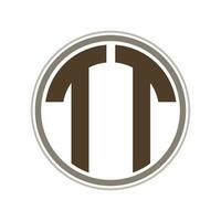 Monogram circle logo ribbon style design template. TT initial letter. vector