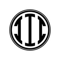 Monogram circle logo ribbon style design template. III initial letter. vector