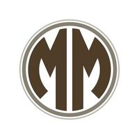 Monogram circle logo ribbon style design template. MM initial letter. vector