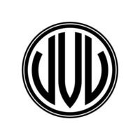 Monogram circle logo ribbon style design template. VVV initial letter. vector