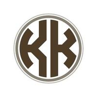 Monogram circle logo ribbon style design template. KK initial letter. vector