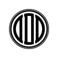 Monogram circle logo ribbon style design template. DDD initial letter. vector