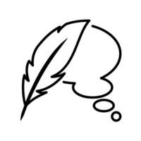 Feather pen with gear for imagination creative writer or author icon thin line vector