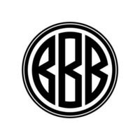 Monogram circle logo ribbon style design template. BBB initial letter. vector