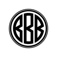 Monogram circle logo ribbon style design template. BBB initial letter. vector