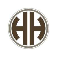 Monogram circle logo ribbon style design template. HH initial letter. vector