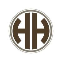 Monogram circle logo ribbon style design template. HH initial letter. vector