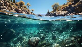 Underwater adventure Swimming with colorful fish in tropical paradise generated by AI photo
