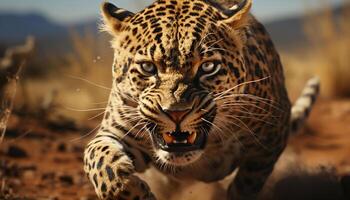 majestuoso Tigre caminando, curioso ferozmente, dientes desnudo, en tropical selva generado por ai foto