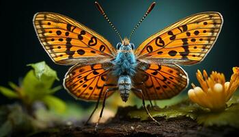 Vibrant butterfly in nature, showcasing elegance and beauty in flight generated by AI photo