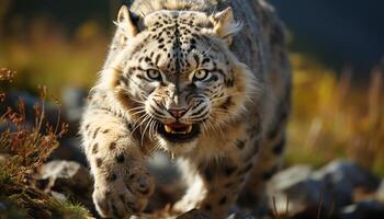 majestuoso Tigre caminando, curioso, feroz, en tranquilo naturaleza belleza generado por ai foto