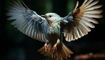 Bird of prey spreads wings, soaring in freedom, nature beauty generated by AI photo