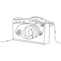 One line continuous camera outline vector art drawing