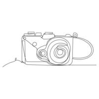 One line continuous camera outline vector art drawing